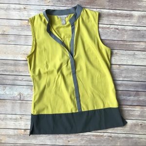 Banana Republic Yellow-Green and Gray Blouse